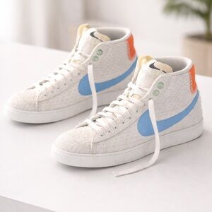Nike Blazer Mid Trailblazers Size 10 White Blue Orange High Top Sneakers